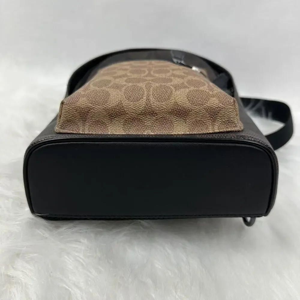 COACH Men's West Pack In Blocked Signature Canvas Walnut / Tan CAB60 NWT